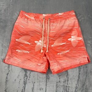 Strong Boalt Palm Beach Mens Small Swim Trunks Coral Orange Flying Fish Print